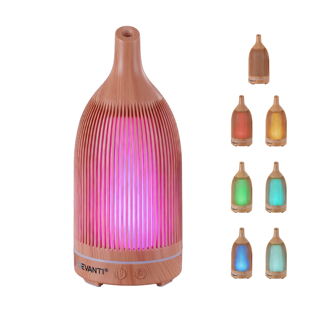 Devanti Ultrasonic Aroma Diffuser Aromatherapy 200ml LED Lights Iron Humidifier