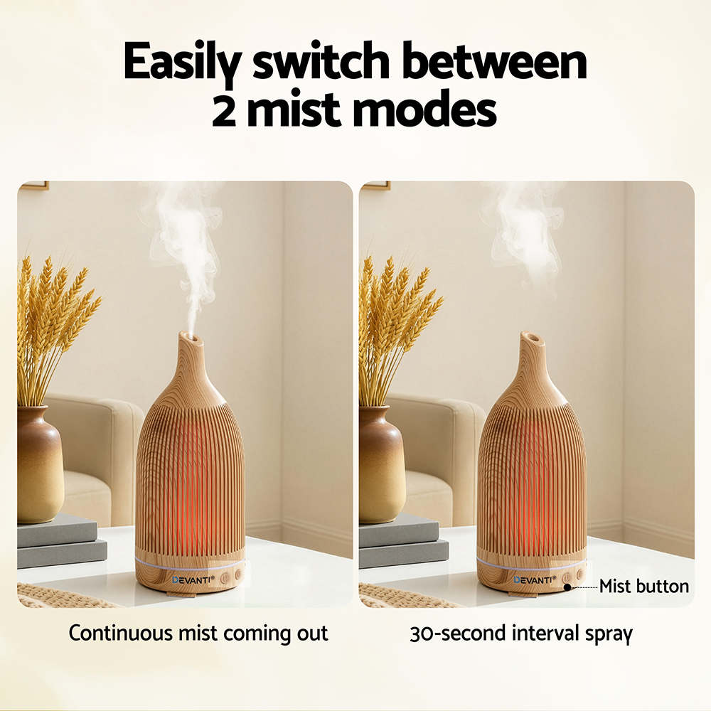 Devanti Ultrasonic Aroma Diffuser Aromatherapy 200ml LED Lights Iron Humidifier