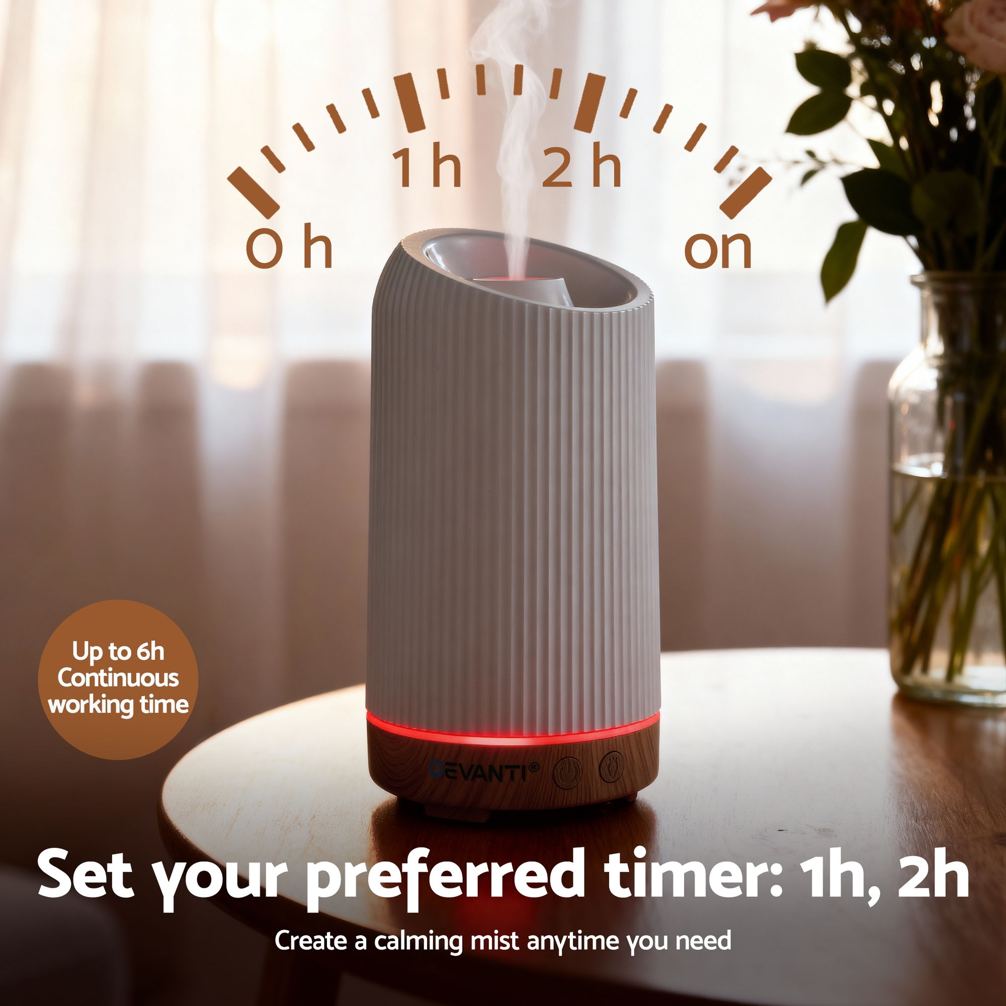 Devanti Ultrasonic Aroma Diffuser Aromatherapy 200ml LED Lights Iron Humidifier