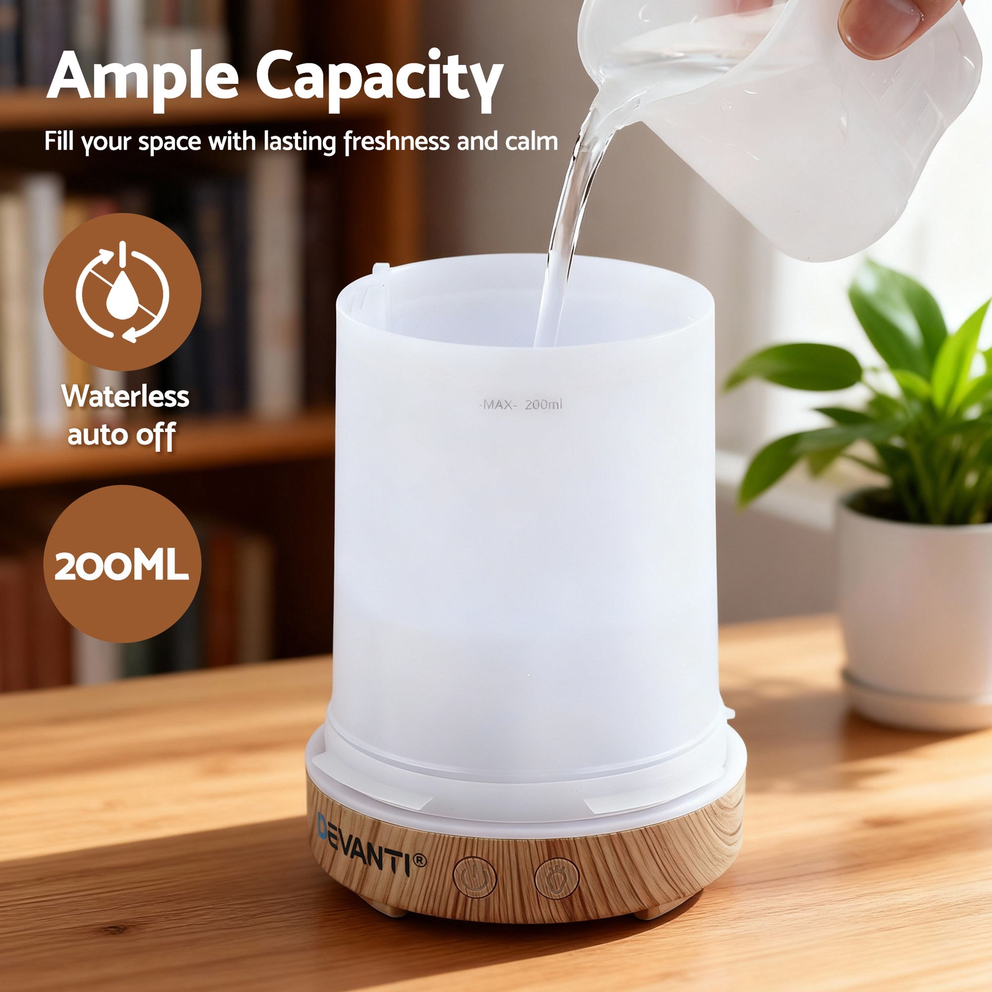 Devanti Ultrasonic Aroma Diffuser Aromatherapy 200ml LED Lights Iron Humidifier