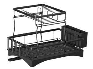 Cefito Dish Rack Expandable Drying Drainer Cutlery Holder Tray Kitchen 2 Tiers