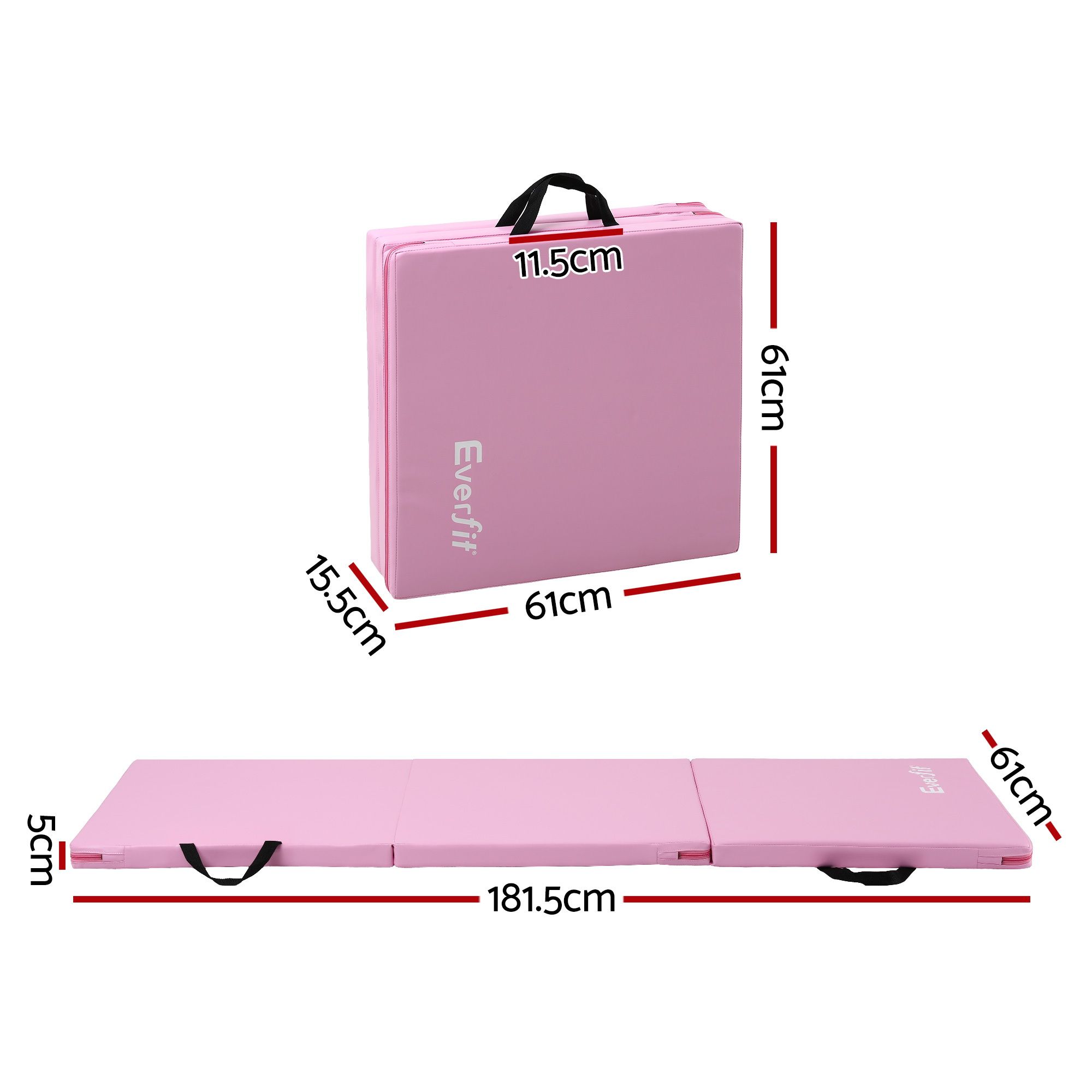 Everfit 180x60cm Gymnastics Mats Folding Exercise Floor Mat Portable 3 Fold