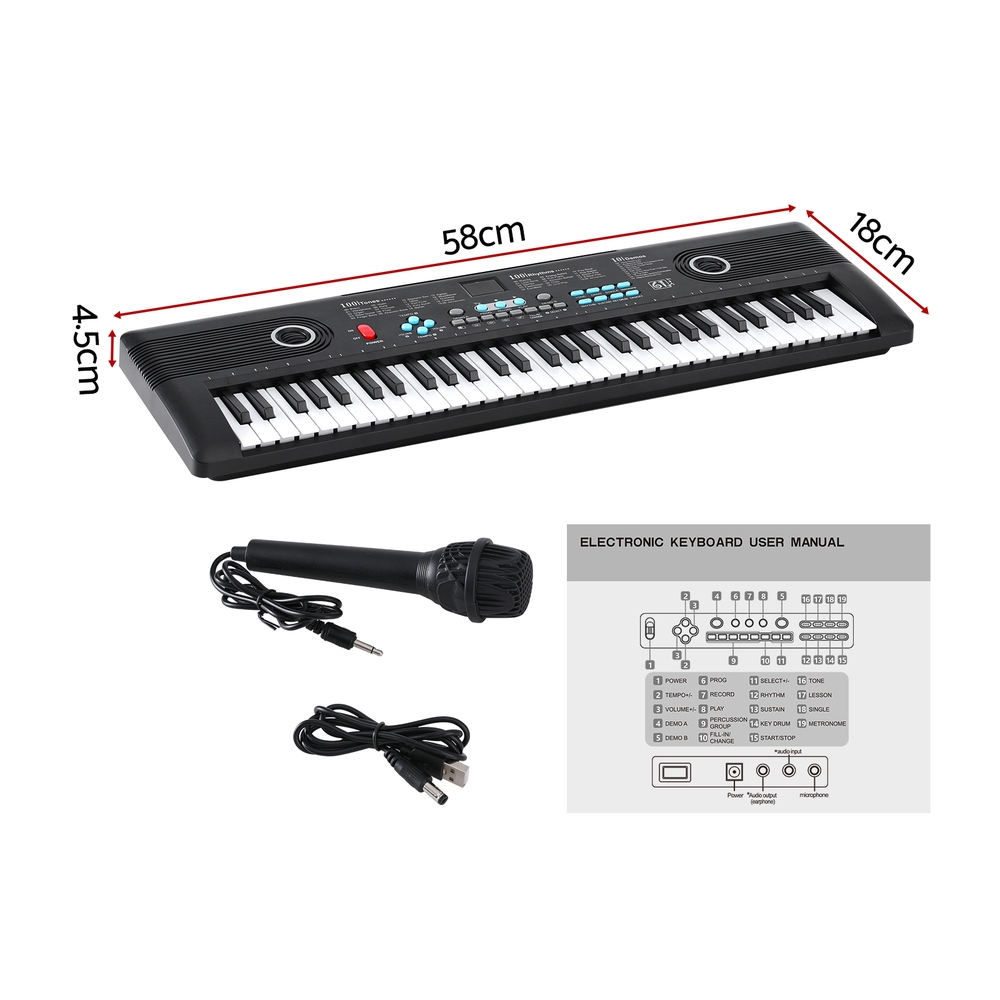 Alpha 61-Key Digital Piano Keyboard Electric Kids Gift Black