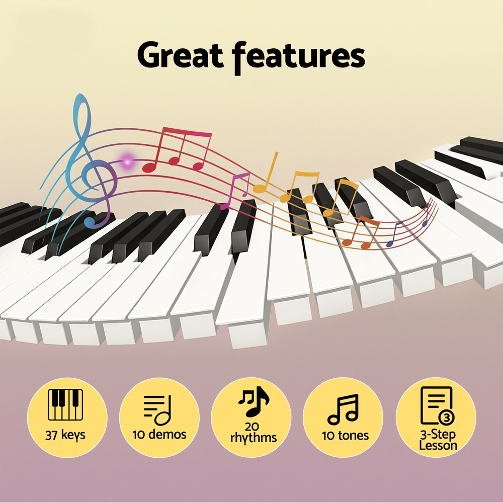 Alpha 37-Key Digital Piano Keyboard for Kids Beginners Electronic Keyboard Piano