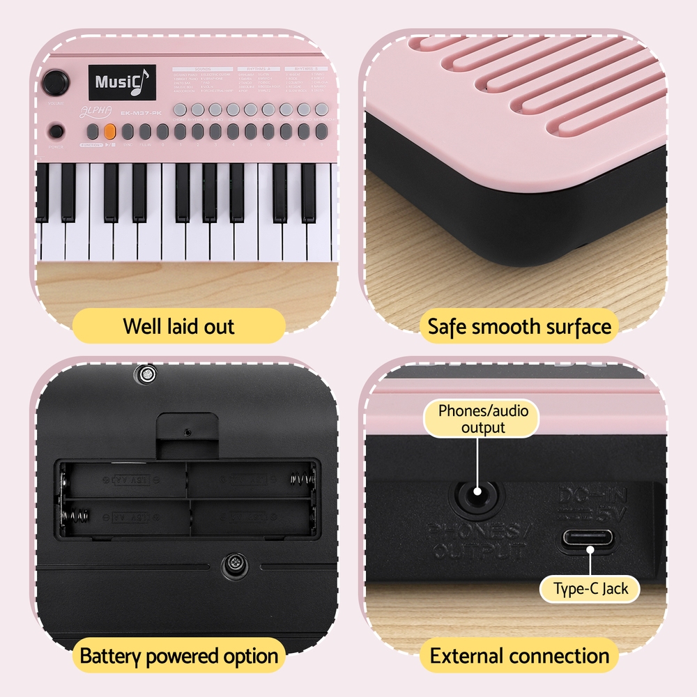 Alpha 37-Key Digital Piano Keyboard for Kids Beginners Electronic Keyboard Piano
