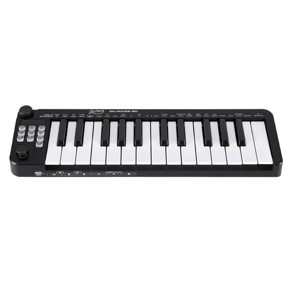 Alpha 25-Key MIDI Keyboard Controller Portable USB Laptop Black