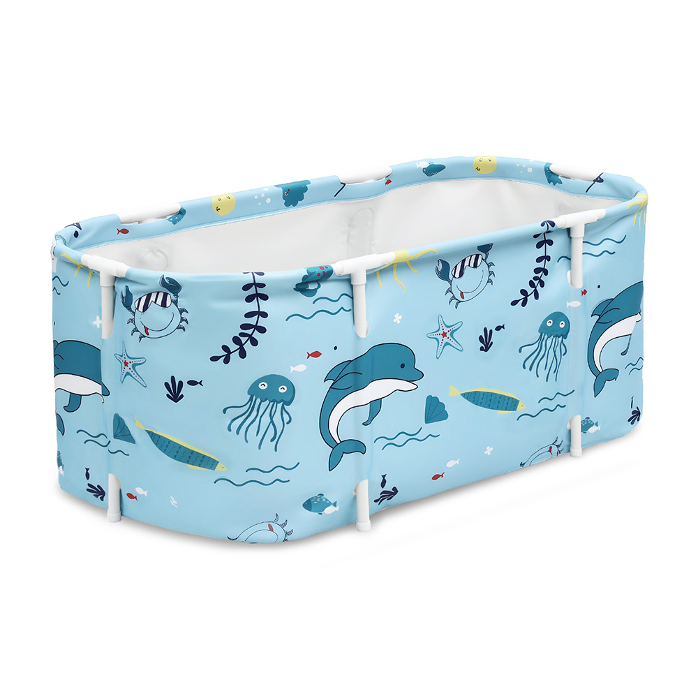 Weisshorn Foldable Bathtub PVC Spa Bucket Inflatable Cushion 114x62cm Blue