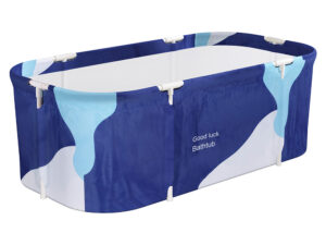 Weisshorn Foldable Bathtub PVC Spa Bucket Inflatable Cushion 134x65cm Navy Blue