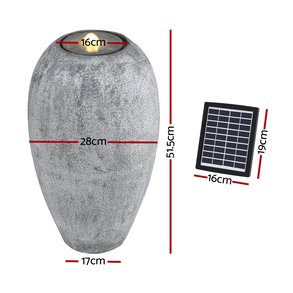 Gardeon Solar Fountain Water Feature Outdoor Fountain LED Lights Beige