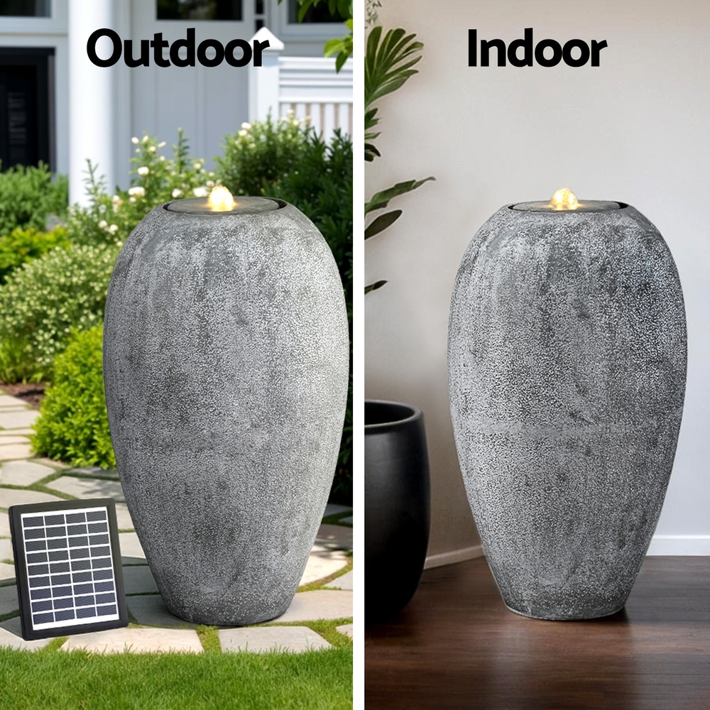Gardeon Solar Fountain Water Feature Outdoor Fountain LED Lights Beige