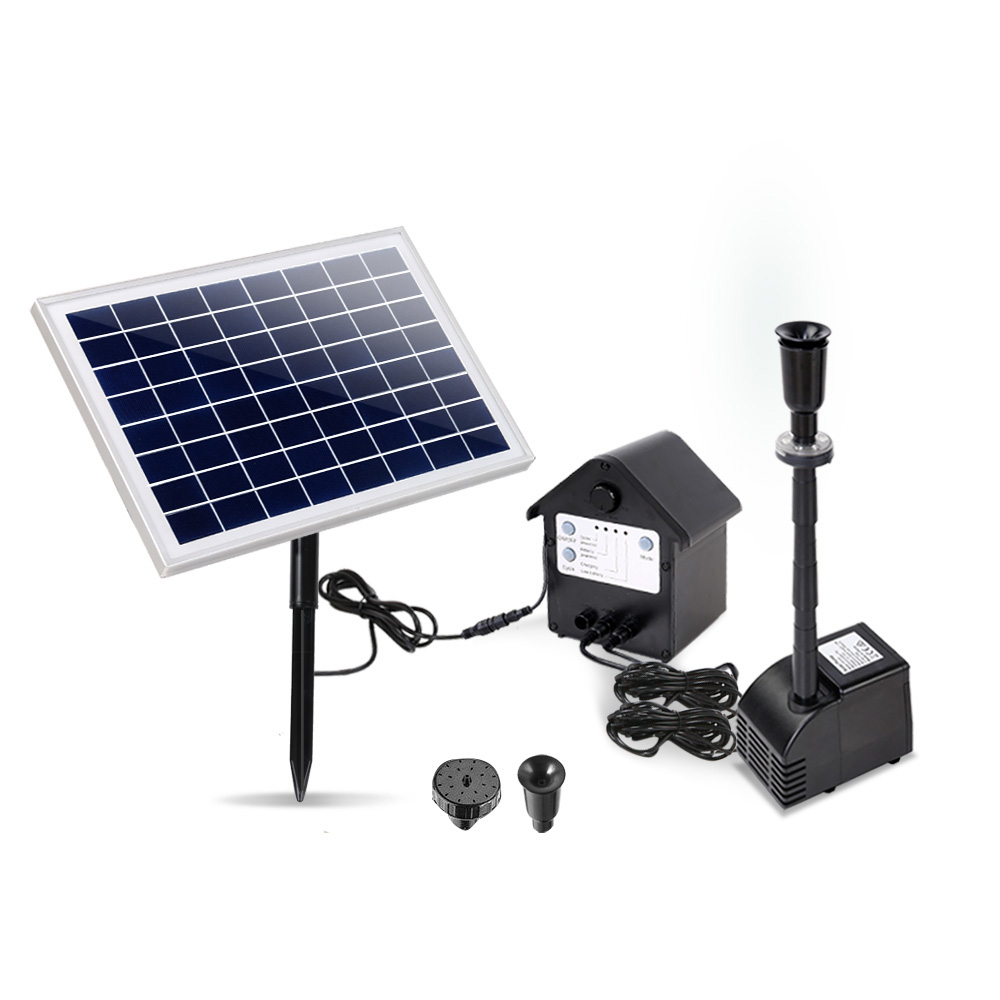 Gardeon Solar Pond Pump Submersible Water Fountain w/ Battery Kit LED Lights