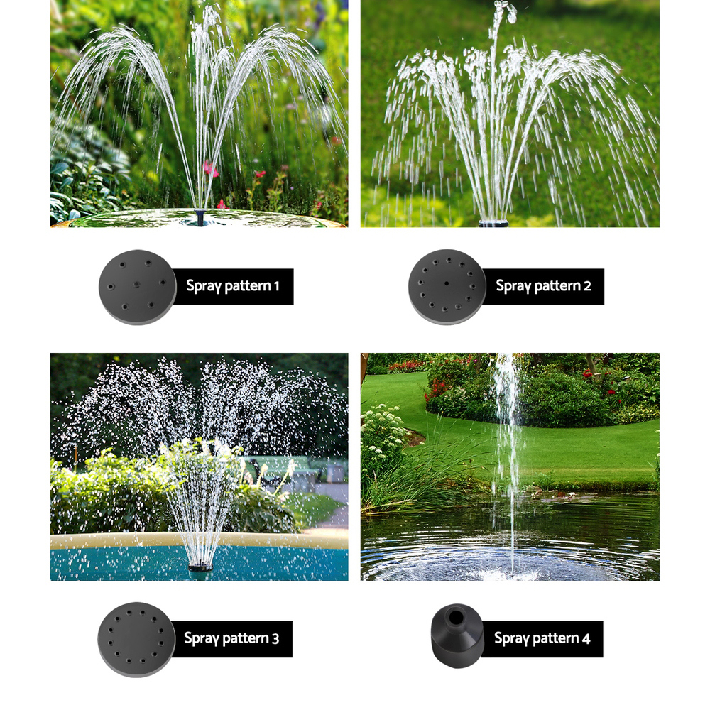 Gardeon Solar Pond Pump Submersible Water Fountain w/ Battery Kit LED Lights