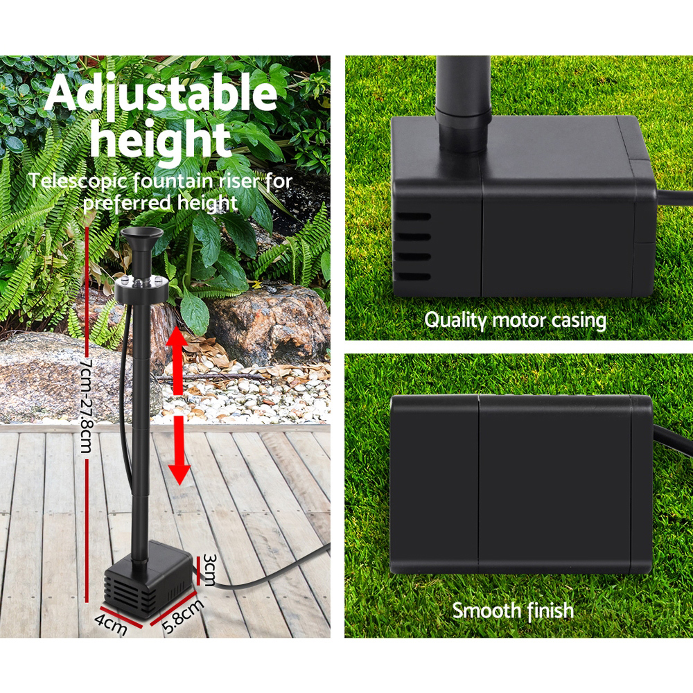 Gardeon Solar Pond Pump Submersible Water Fountain w/ Battery Kit LED Lights