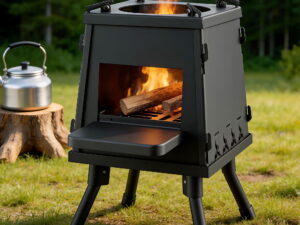 Grillz Fire Pit BBQ Portable Outdoor Fireplace Metal Camping Stove for Boiling