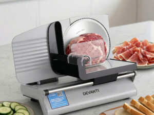 Devanti Meat Slicer Bread Vegetable, 200W Power 0-15mm Adjustable Easy Clean