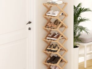 Artiss 7 Tier Bamboo Foldable Shoe Rack Organizer Entryway