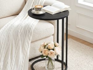 Artiss Coffee Table Side Table Round Black Martha