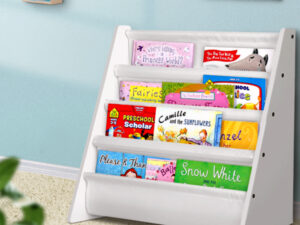 Keezi 4 Tiers Kids Bookshelf Magazine Shelf Children Bookcase Rack Organiser