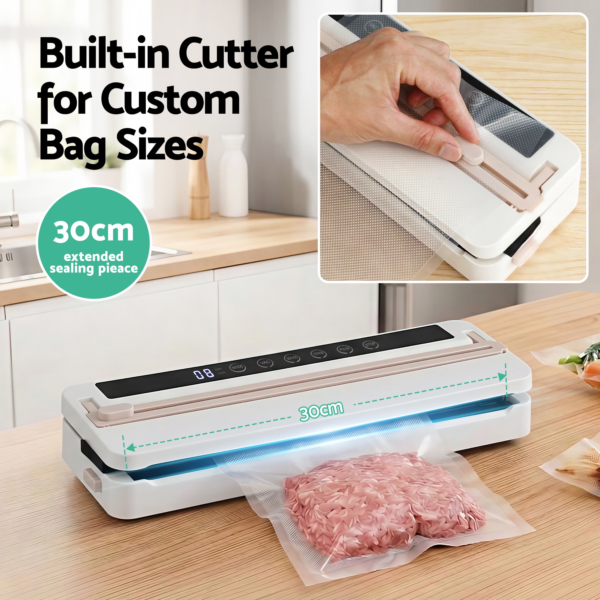 Devanti Food Vacuum Sealer Machine Fresh Storage Auto Seal Slide Cutter 6 Modes