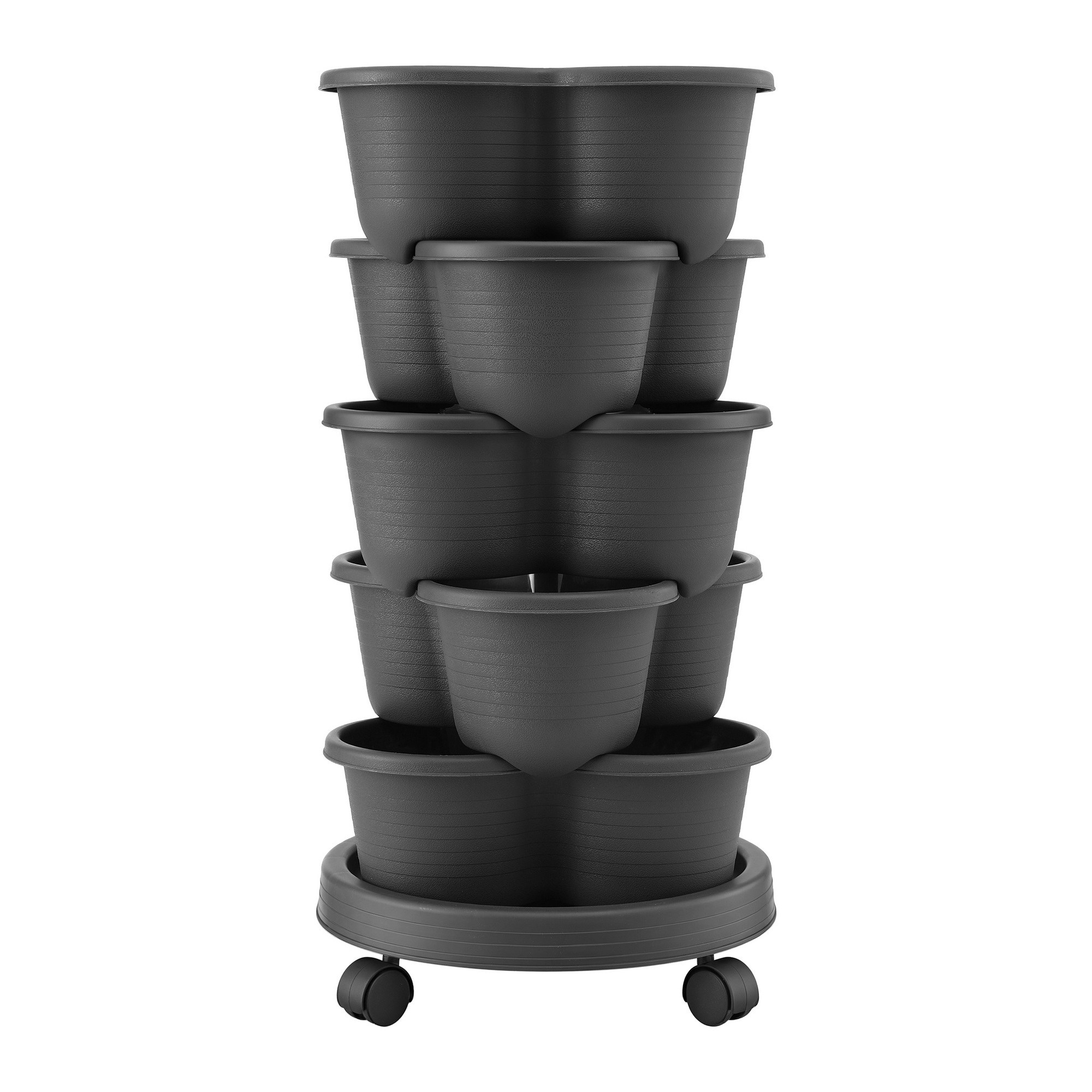 Green Fingers 5 Tier Vertical Garden Planter, Stackable Planters w/ 4 Wheels