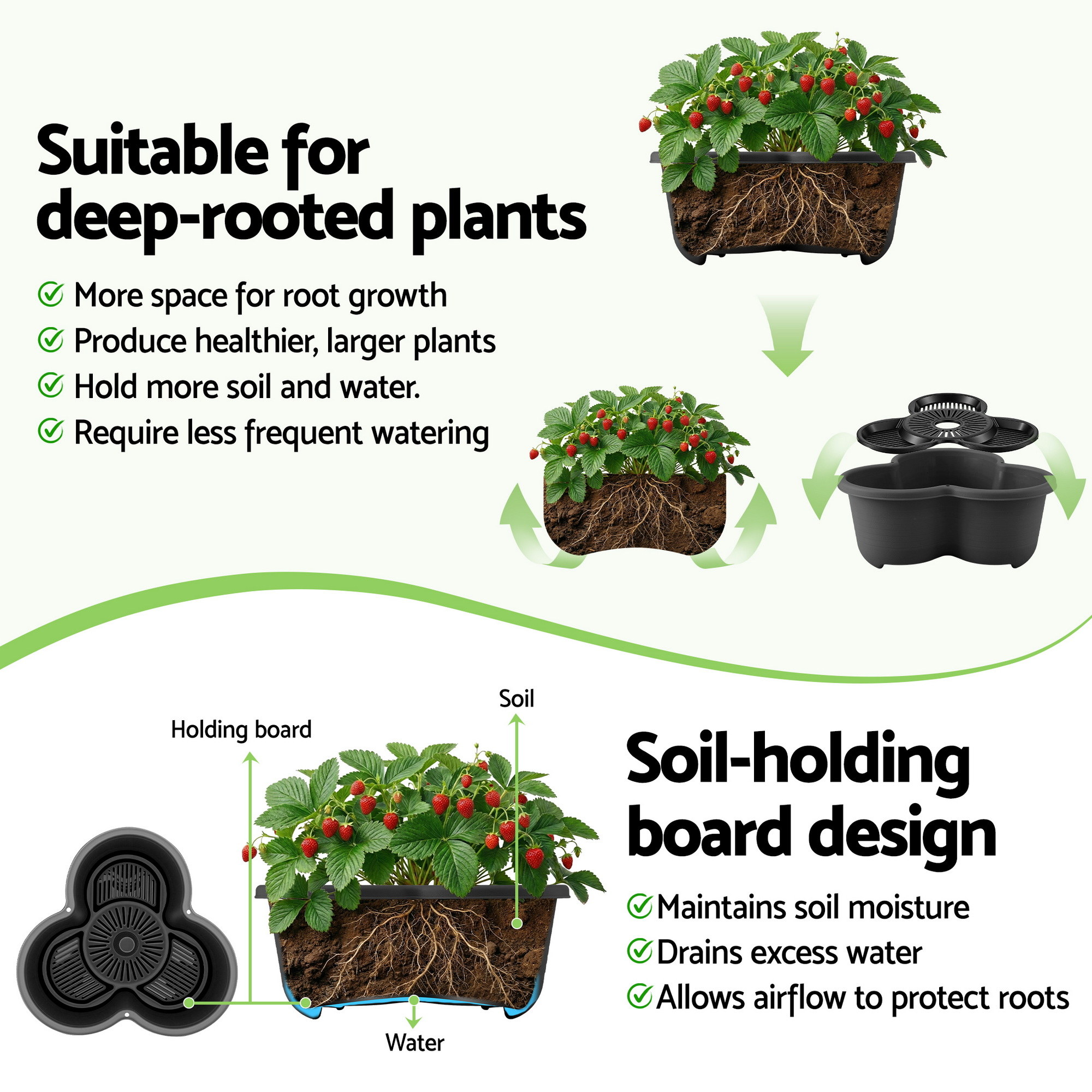 Green Fingers 5 Tier Vertical Garden Planter, Stackable Planters w/ 4 Wheels