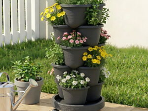 Green Fingers 5 Tier Vertical Garden Planter, Stackable Planters w/ 4 Wheels