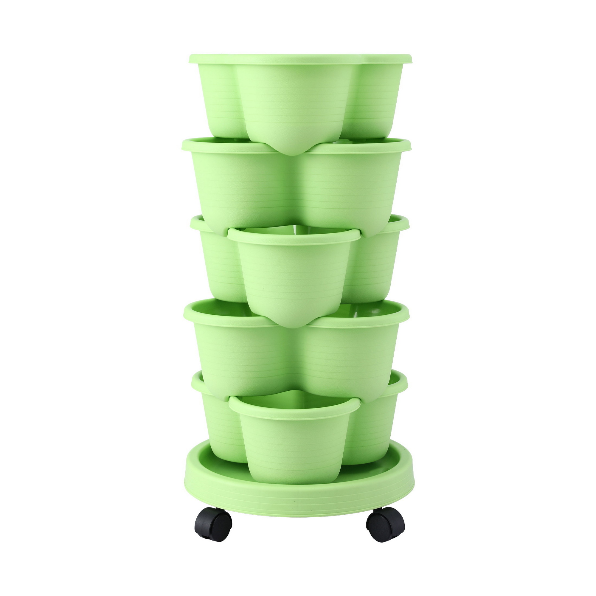 Green Fingers 5 Tier Vertical Garden Planter, Stackable Planters w/ Wheels