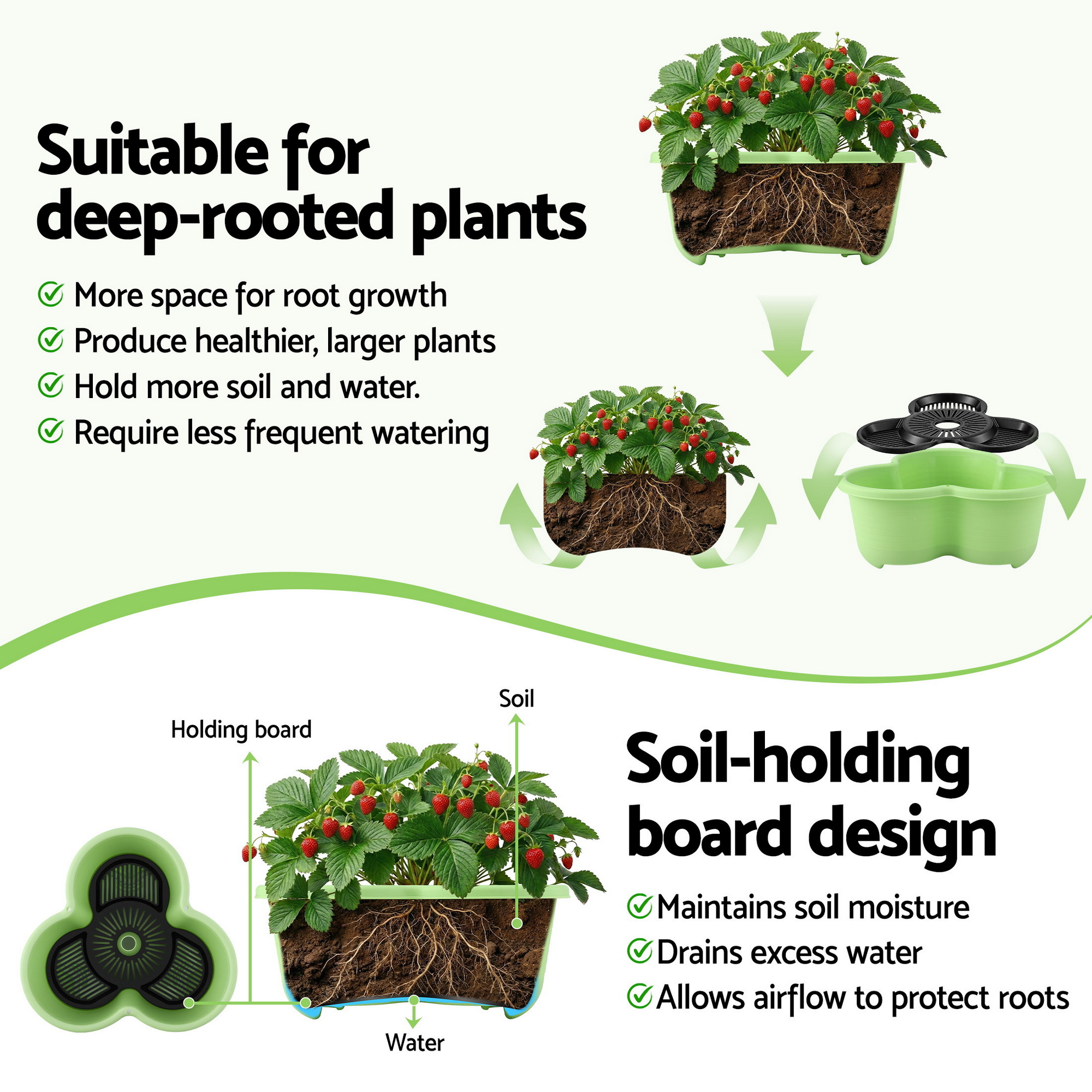 Green Fingers 5 Tier Vertical Garden Planter, Stackable Planters w/ Wheels