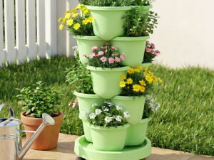 Green Fingers 5 Tier Vertical Garden Planter, Stackable Planters w/ Wheels