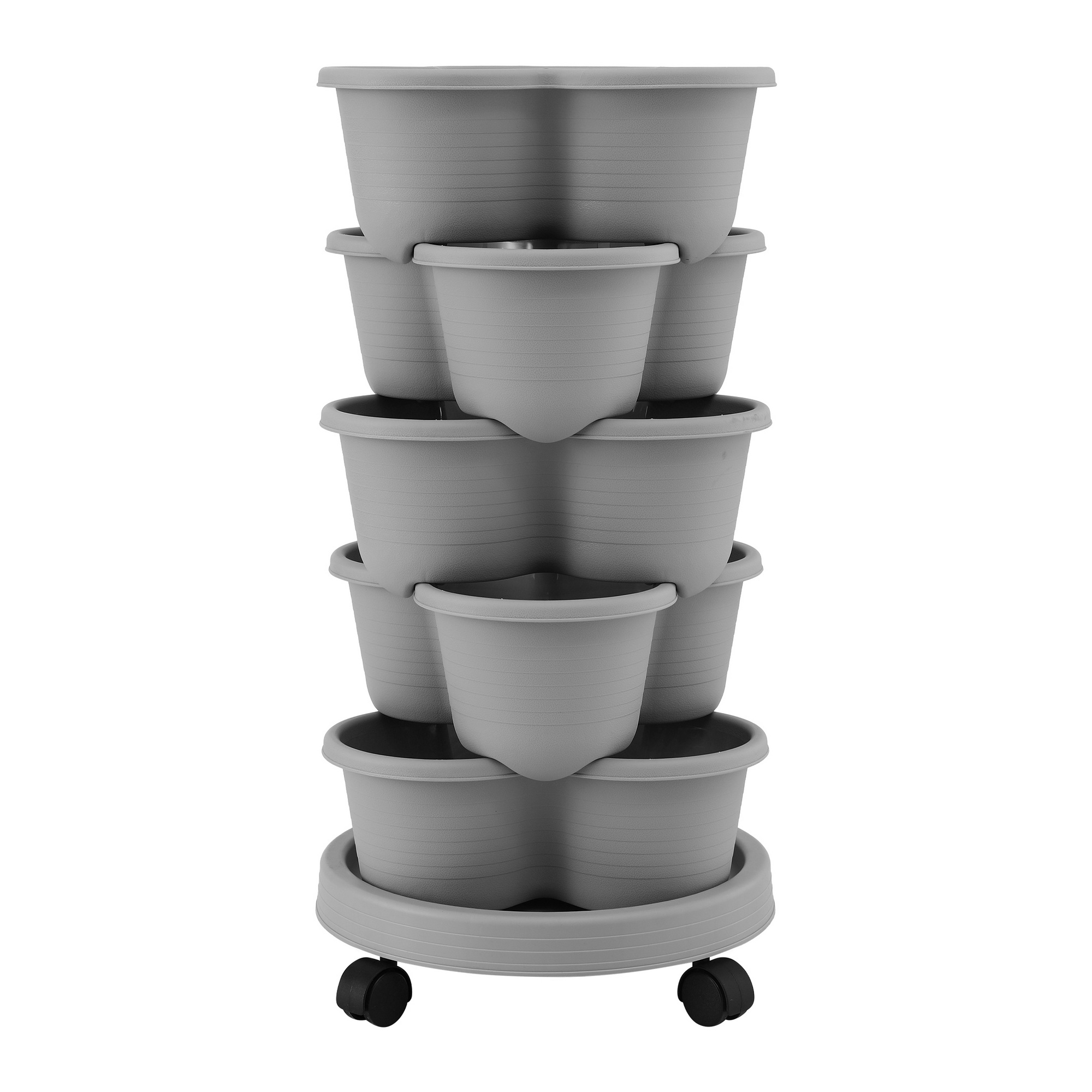 Green Fingers 5 Tier Vertical Garden Planter, Stackable Planters w/ 4 Wheels