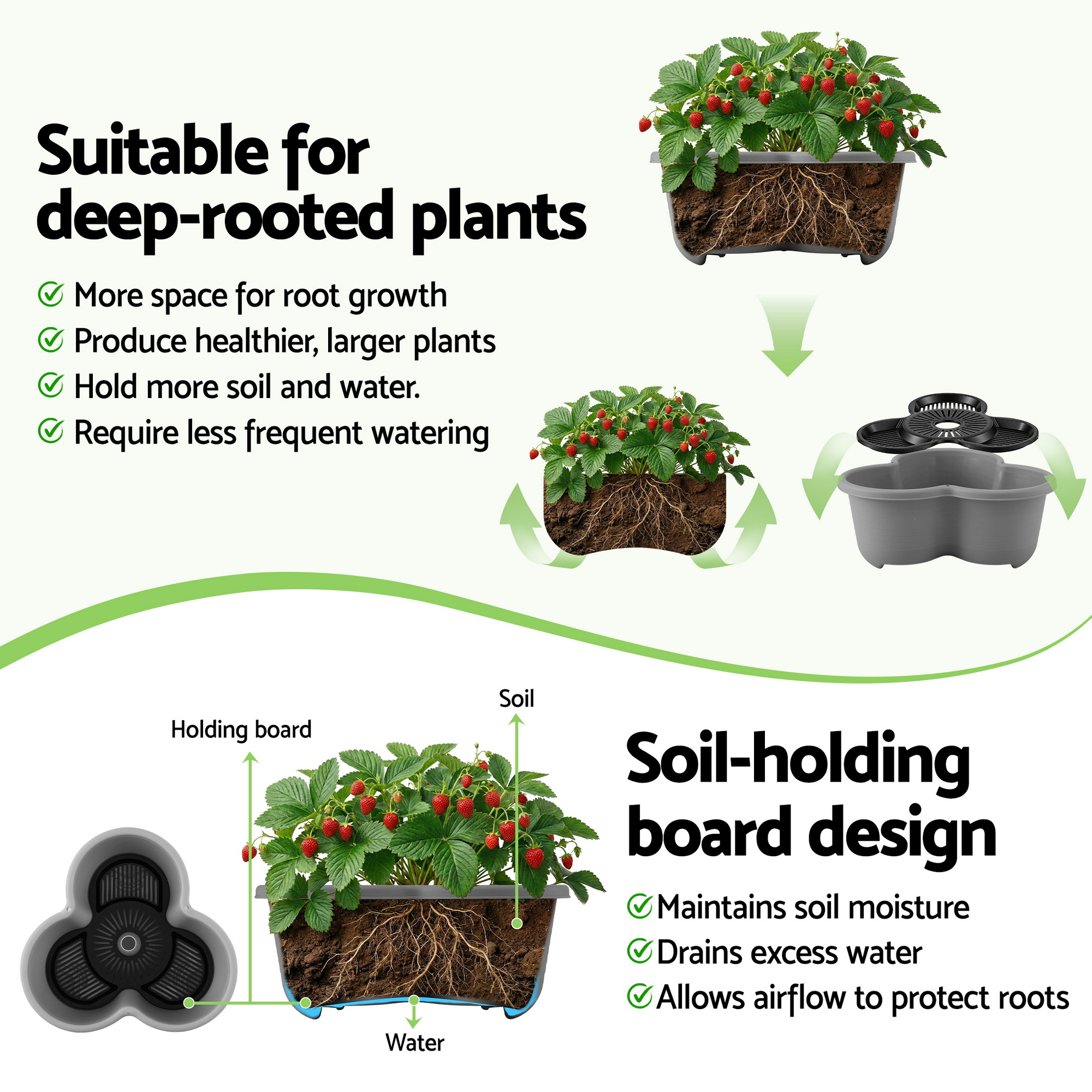 Green Fingers 5 Tier Vertical Garden Planter, Stackable Planters w/ 4 Wheels