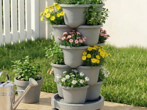 Green Fingers 5 Tier Vertical Garden Planter, Stackable Planters w/ 4 Wheels