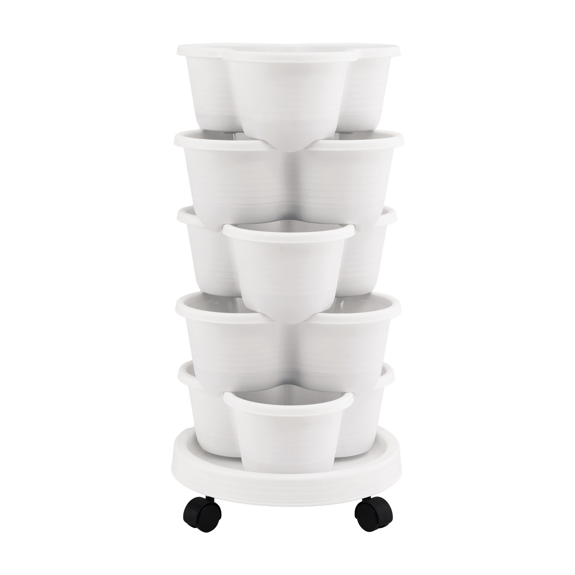 Green Fingers 5 Tier Vertical Garden Planter, Stackable Planters w/ Wheels
