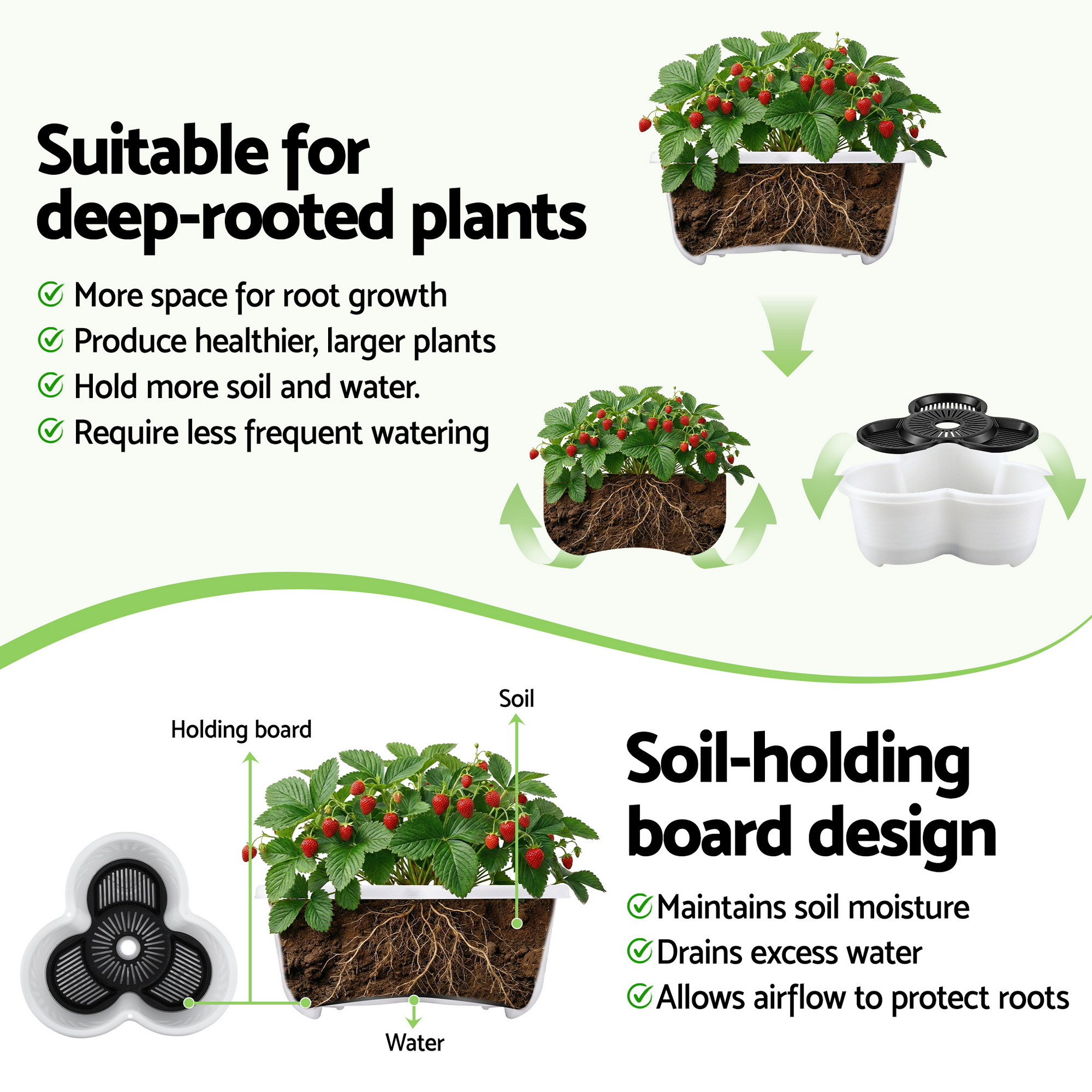 Green Fingers 5 Tier Vertical Garden Planter, Stackable Planters w/ Wheels