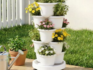 Green Fingers 5 Tier Vertical Garden Planter, Stackable Planters w/ Wheels