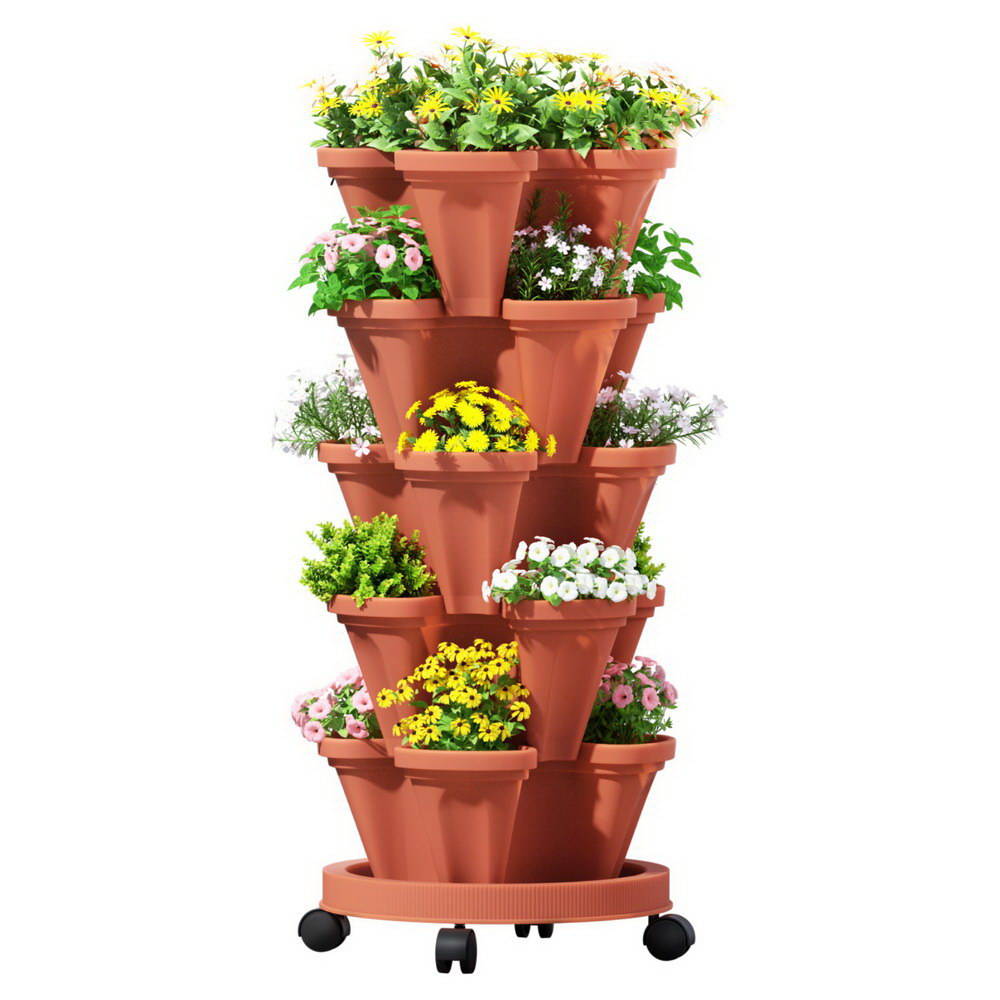 Green Fingers Raised Garden Bed 5 Tier Vertical Garden Brick Red Strawberry