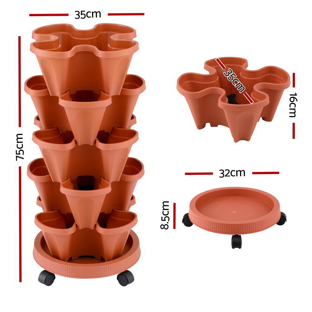 Green Fingers Raised Garden Bed 5 Tier Vertical Garden Brick Red Strawberry