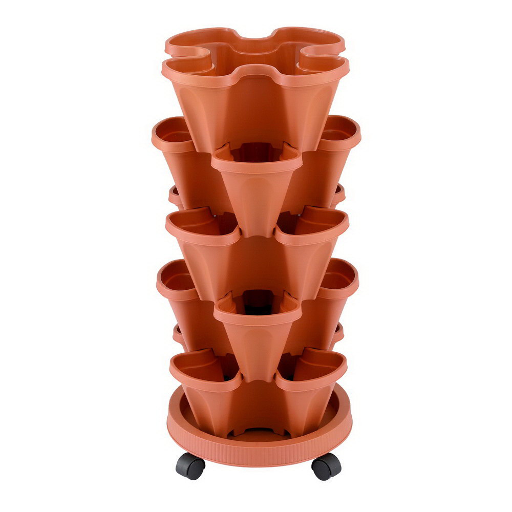 Green Fingers Raised Garden Bed 5 Tier Vertical Garden Brick Red Strawberry