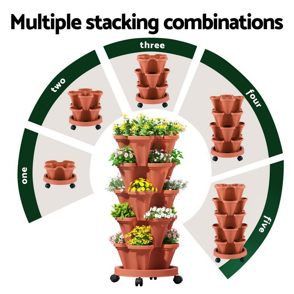 Green Fingers Raised Garden Bed 5 Tier Vertical Garden Brick Red Strawberry
