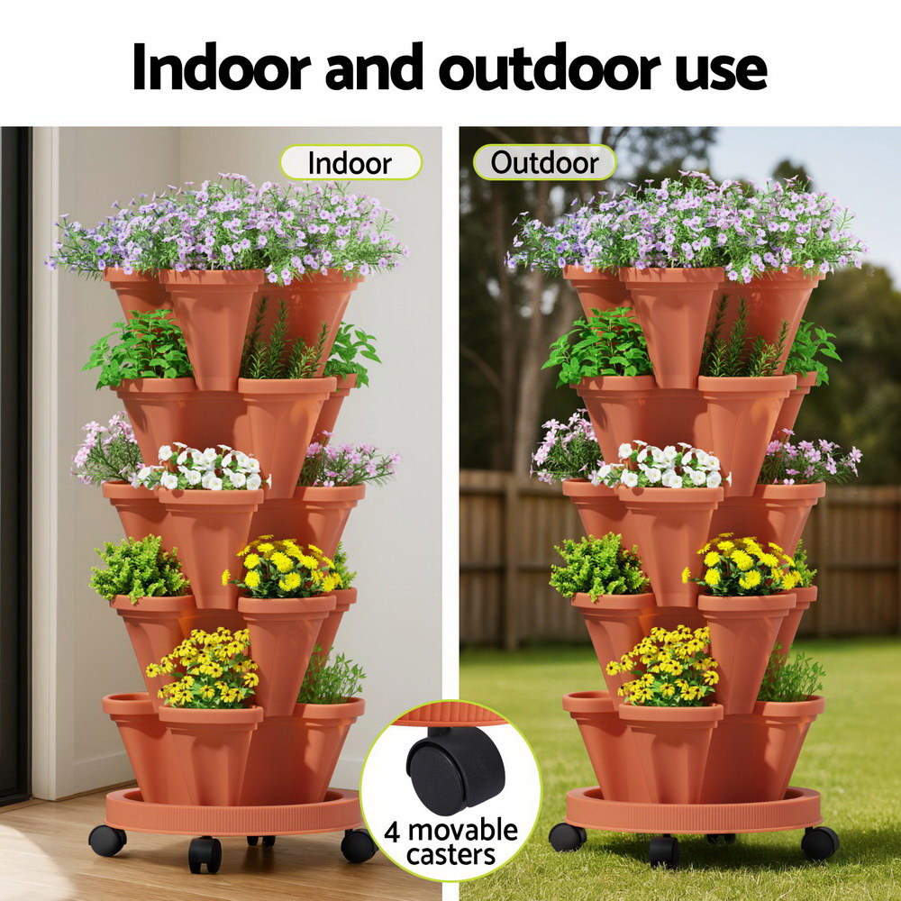 Green Fingers Raised Garden Bed 5 Tier Vertical Garden Brick Red Strawberry