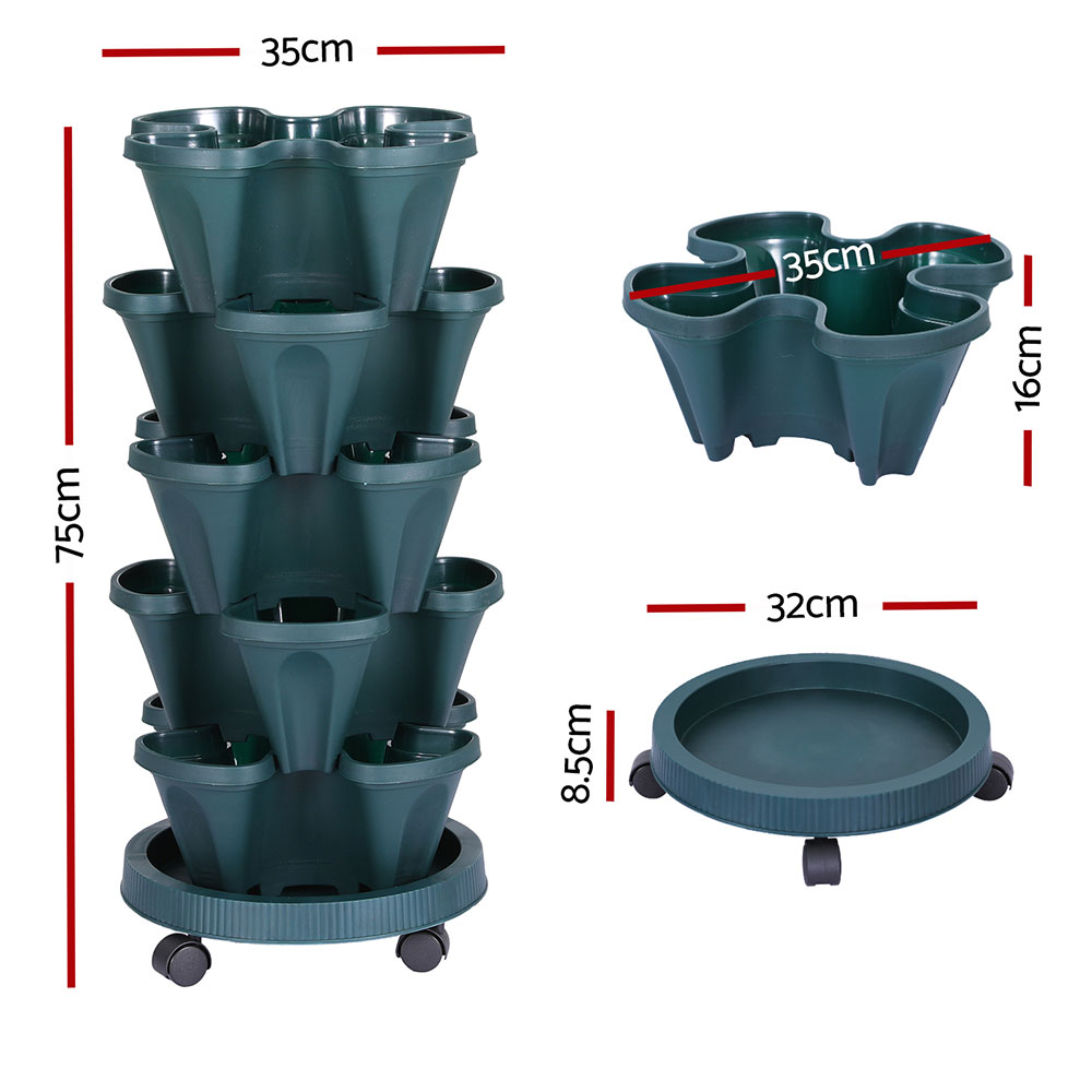 Green Fingers Garden Bed 5 Tier Vertical Garden Strawberry Stackable Planters