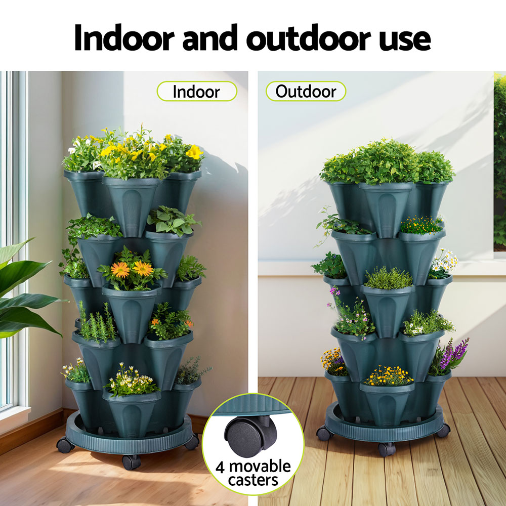 Green Fingers Garden Bed 5 Tier Vertical Garden Strawberry Stackable Planters