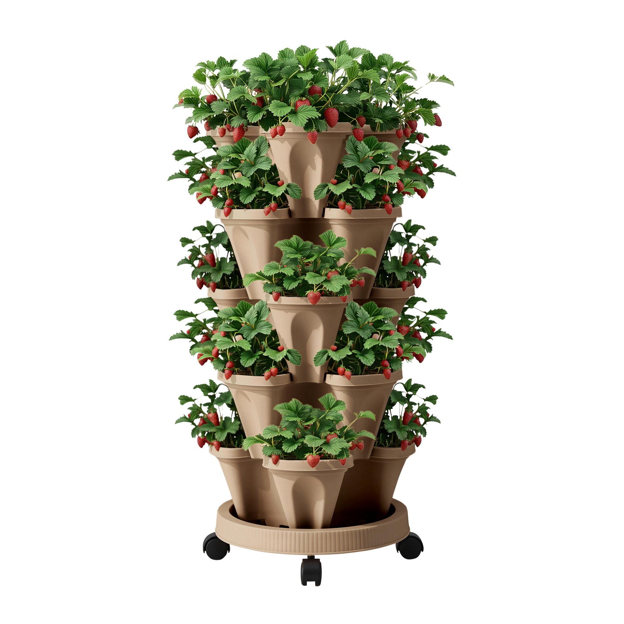 Green Fingers Garden Bed 5 Tier Vertical Garden Grey Strawberry Stackable