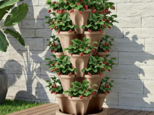 Green Fingers Garden Bed 5 Tier Vertical Garden Grey Strawberry Stackable