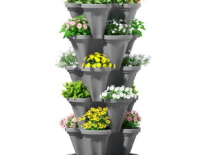 Green Fingers Raised Garden Bed 5 Tier Vertical Garden Grey Strawberry Stackable