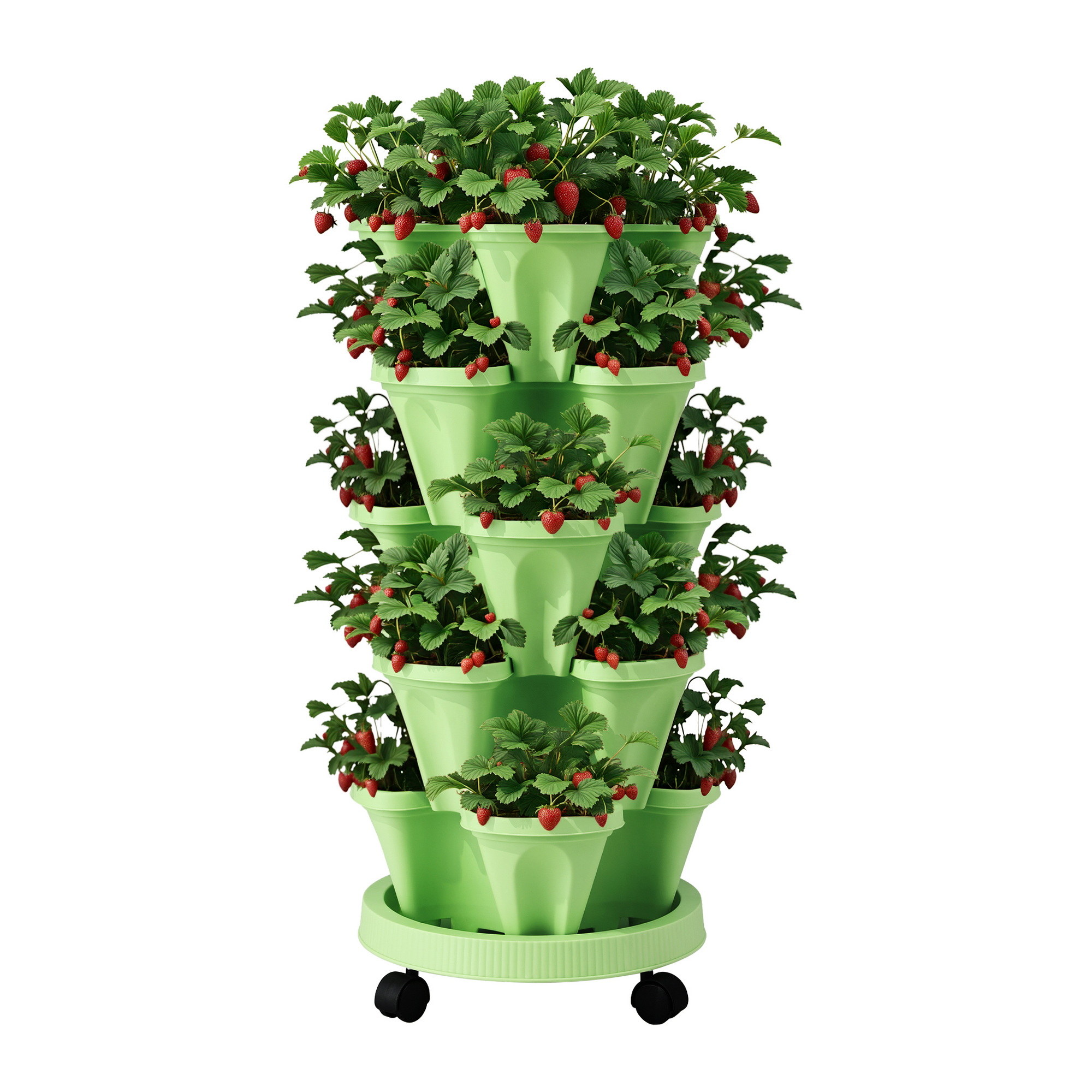 Green Fingers Garden Bed 5 Tier Vertical Garden Grey Strawberry Stackable