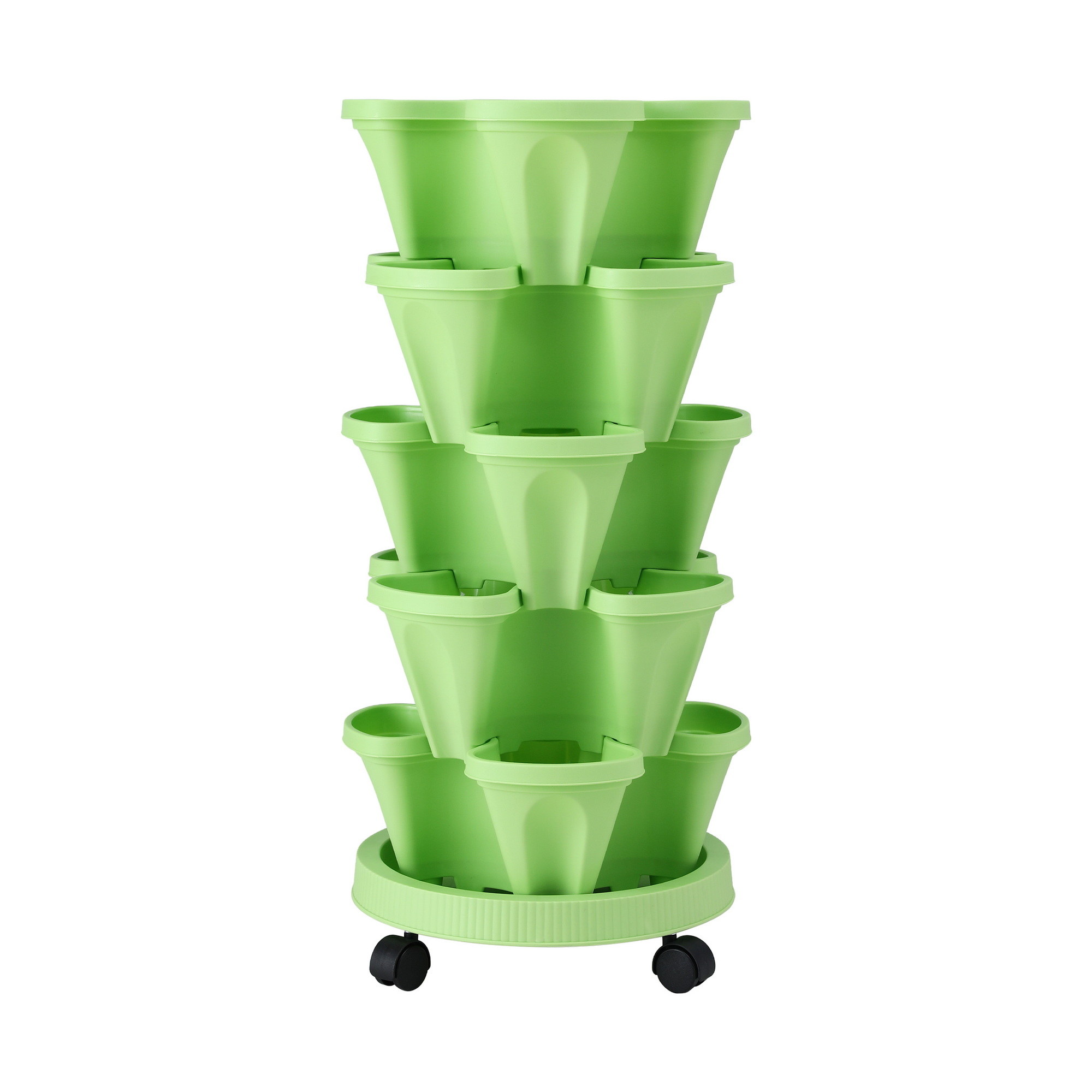 Green Fingers Garden Bed 5 Tier Vertical Garden Grey Strawberry Stackable