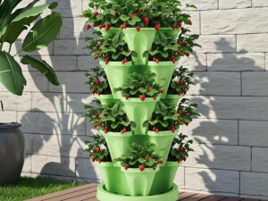 Green Fingers Garden Bed 5 Tier Vertical Garden Grey Strawberry Stackable