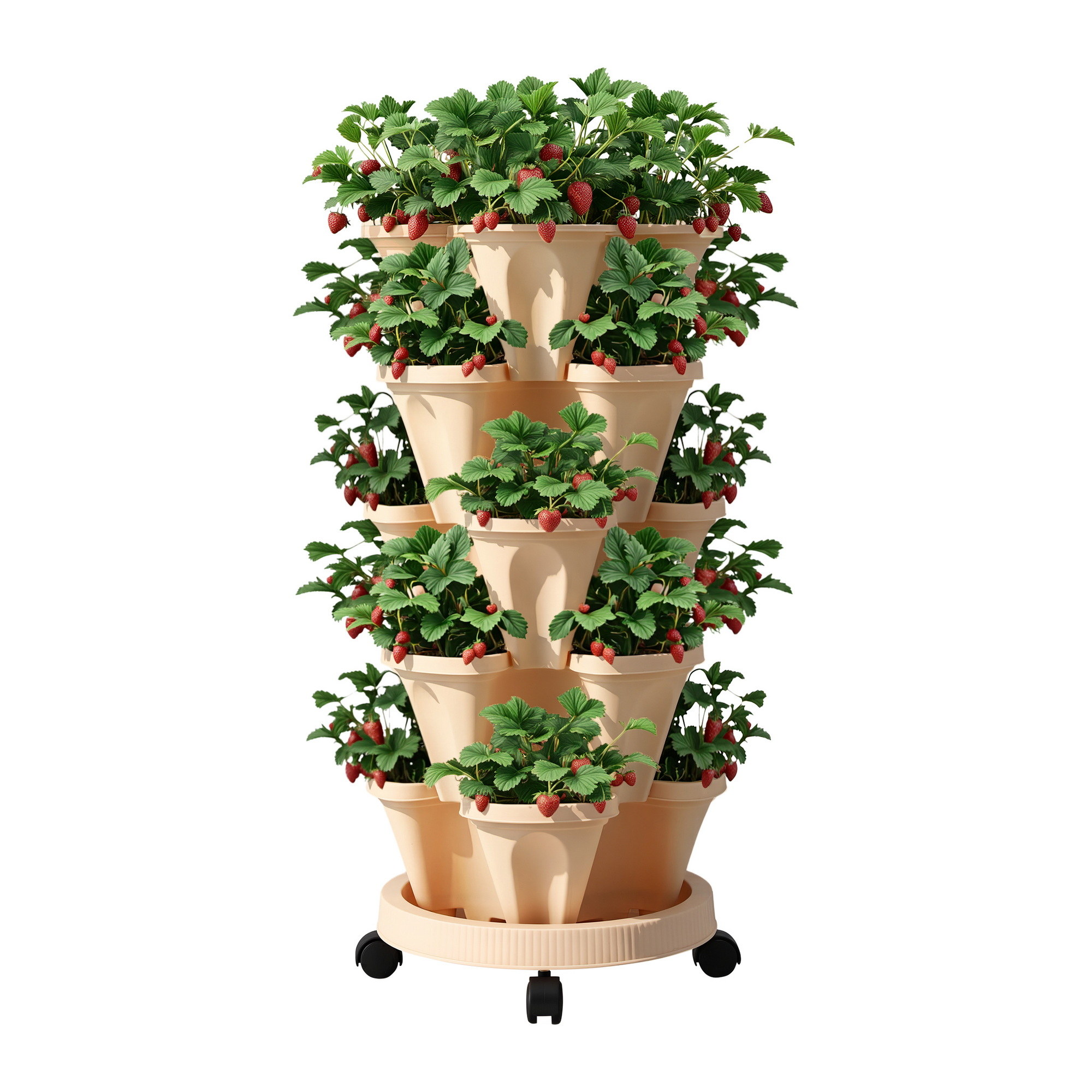 Green Fingers Garden Bed 5 Tier Vertical Garden Grey Strawberry Stackable