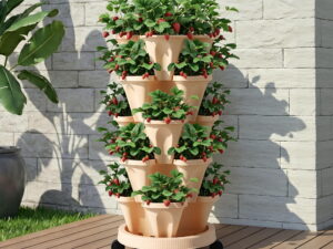 Green Fingers Garden Bed 5 Tier Vertical Garden Grey Strawberry Stackable